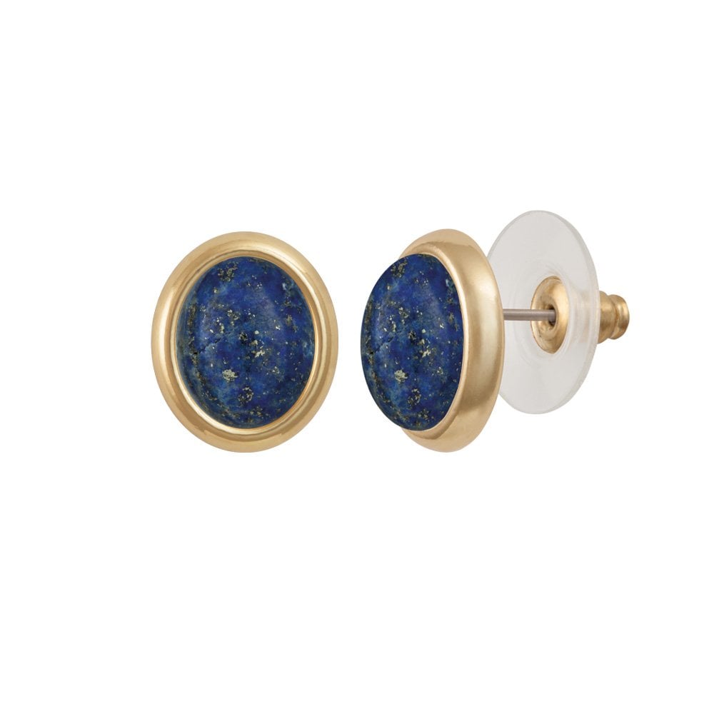 Minuet Natural Lapis Lazuli Gold Tone Stud Pierced Earrings
