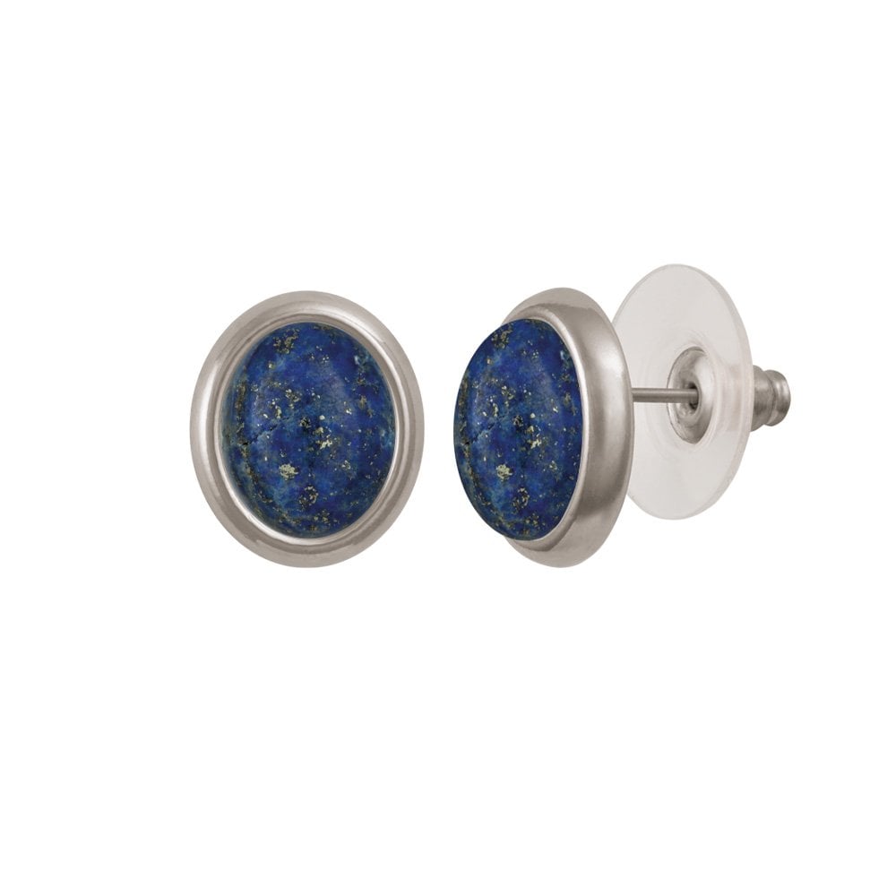 Minuet Natural Lapis Lazuli Silver Tone Stud Pierced Earrings