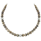 Debutante Dalmatian Jasper Semi Precious Beaded Silver Tone Necklace