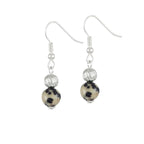 Debutante Dalmatian Jasper Semi Precious Silver Tone Drop Pierced Earrings