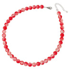 Carnival Red Czech Glass Crackle Bead Silver Tone Necklace