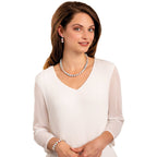 Kaleidoscope Multicoloured Crystal Shell Pearl Silver Tone Stretch Bracelet