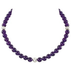 Debutante Amethyst Semi Precious Beaded Silver Tone Necklace