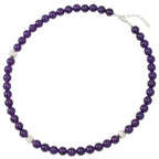 Debutante Amethyst Semi Precious Beaded Silver Tone Necklace