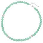 Debutante Amazonite Semi Precious Beaded Silver Tone Necklace