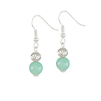 Debutante Amazonite Semi Precious Silver Tone Drop Pierced Earrings