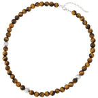 Debutante Tiger's Eye Semi Precious Beaded Silver Tone Necklace
