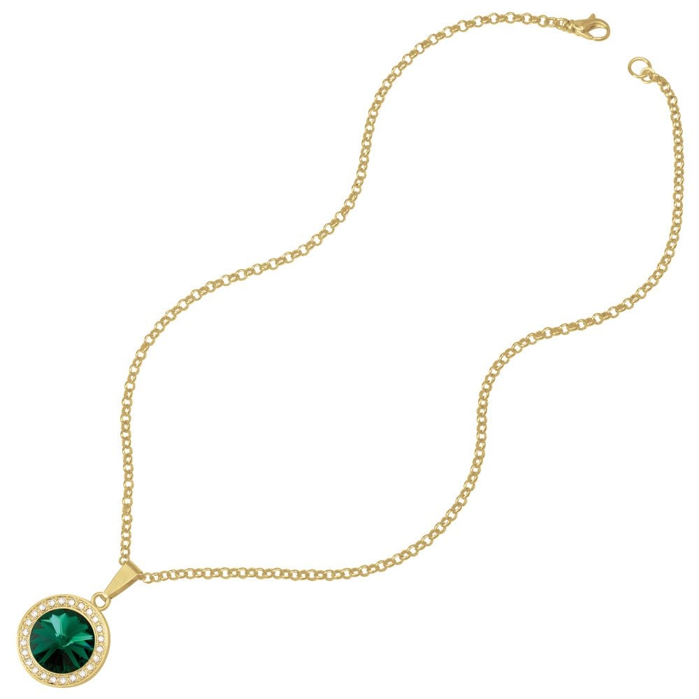 Viva Emerald Green Austrian Crystal Gold Tone Pendant