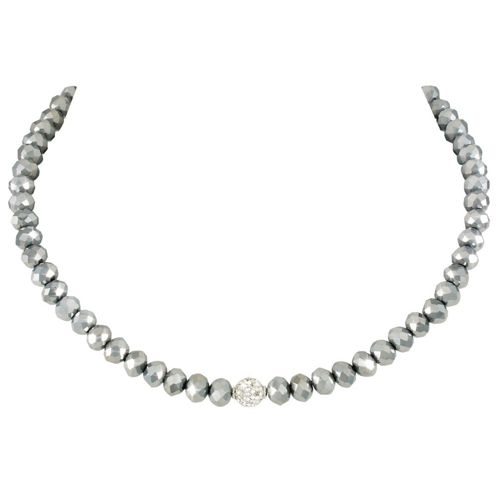 Majestic Platinum Crystal Statement Beaded Necklace