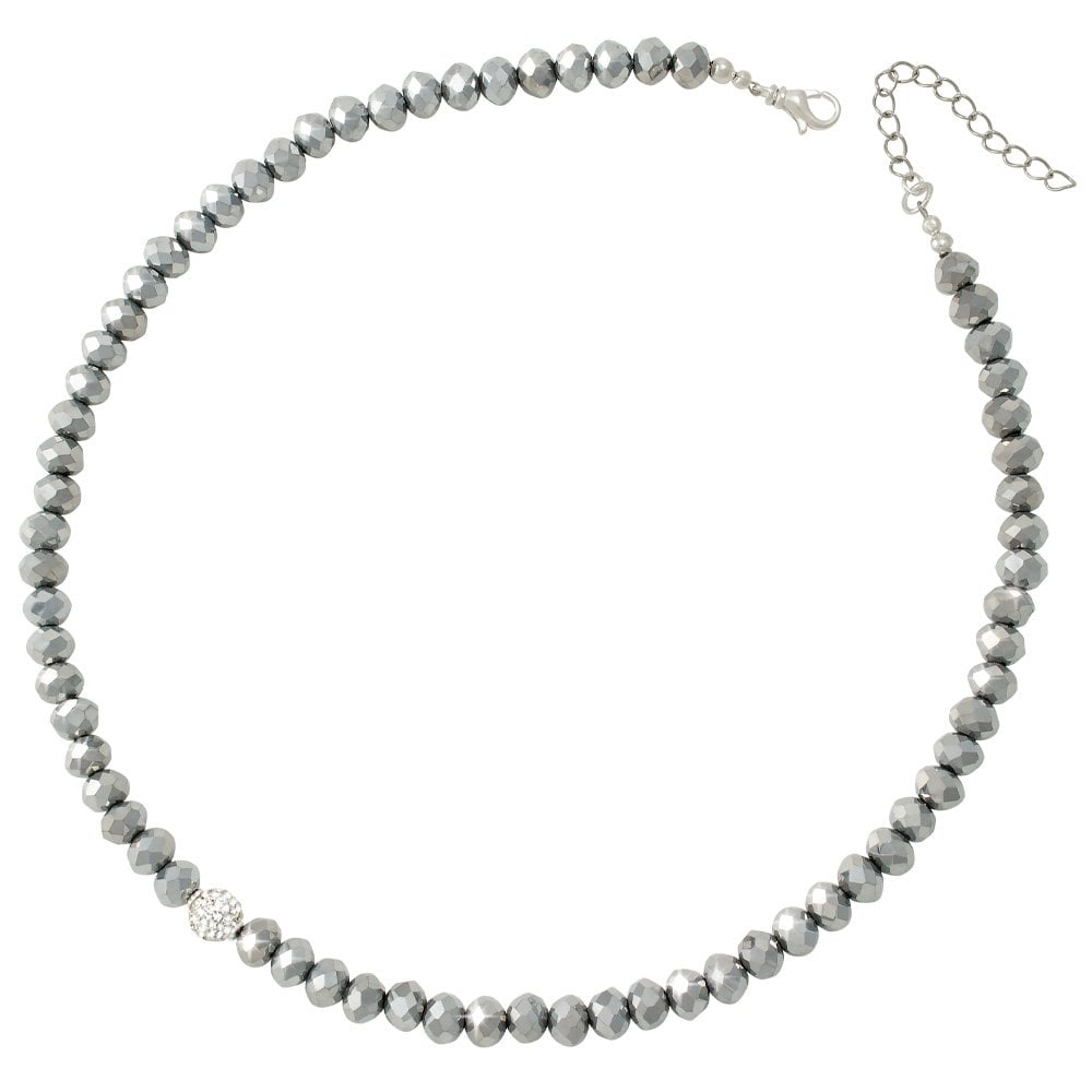 Majestic Platinum Crystal Statement Beaded Necklace