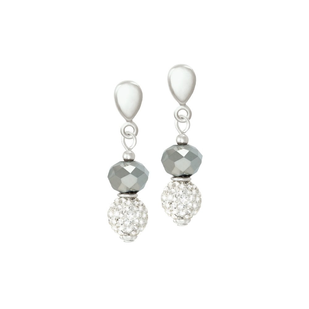 Majestic Platinum Crystal Drop Clip On Earrings
