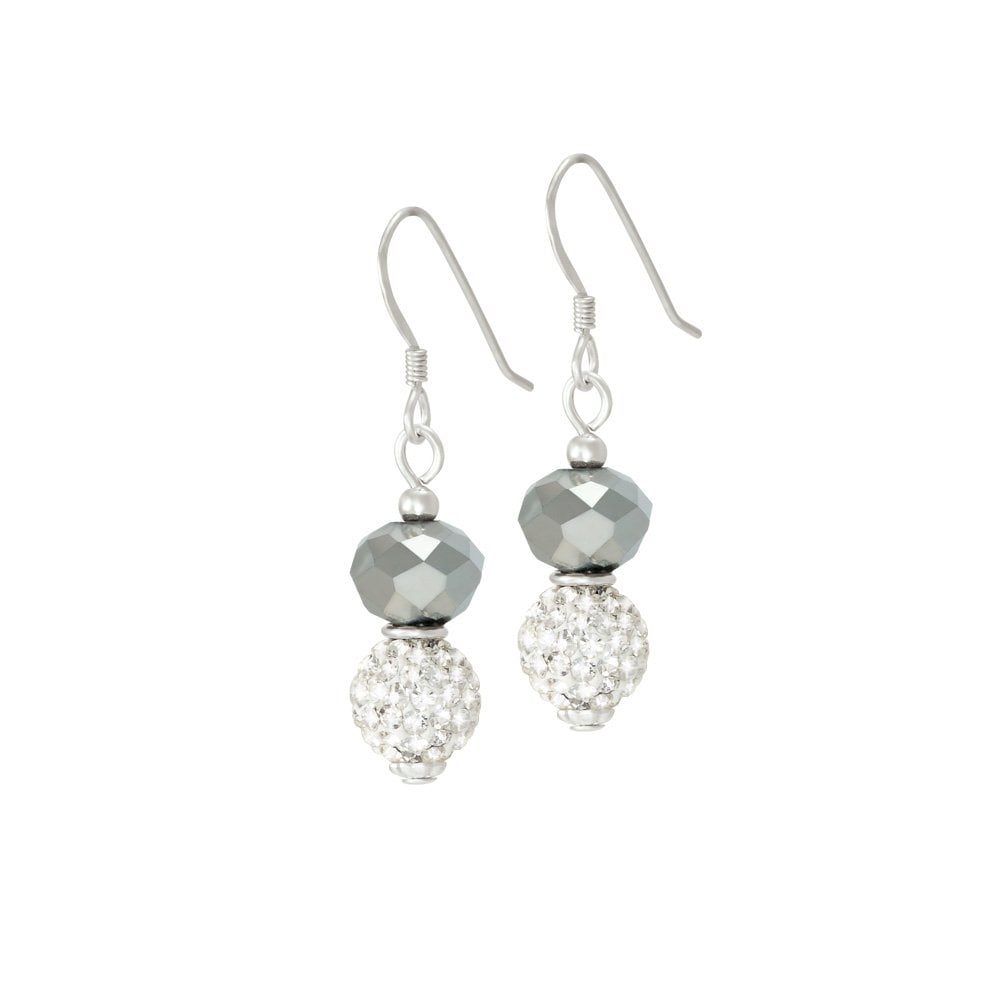 Majestic Platinum Crystal Drop Pierced Earrings