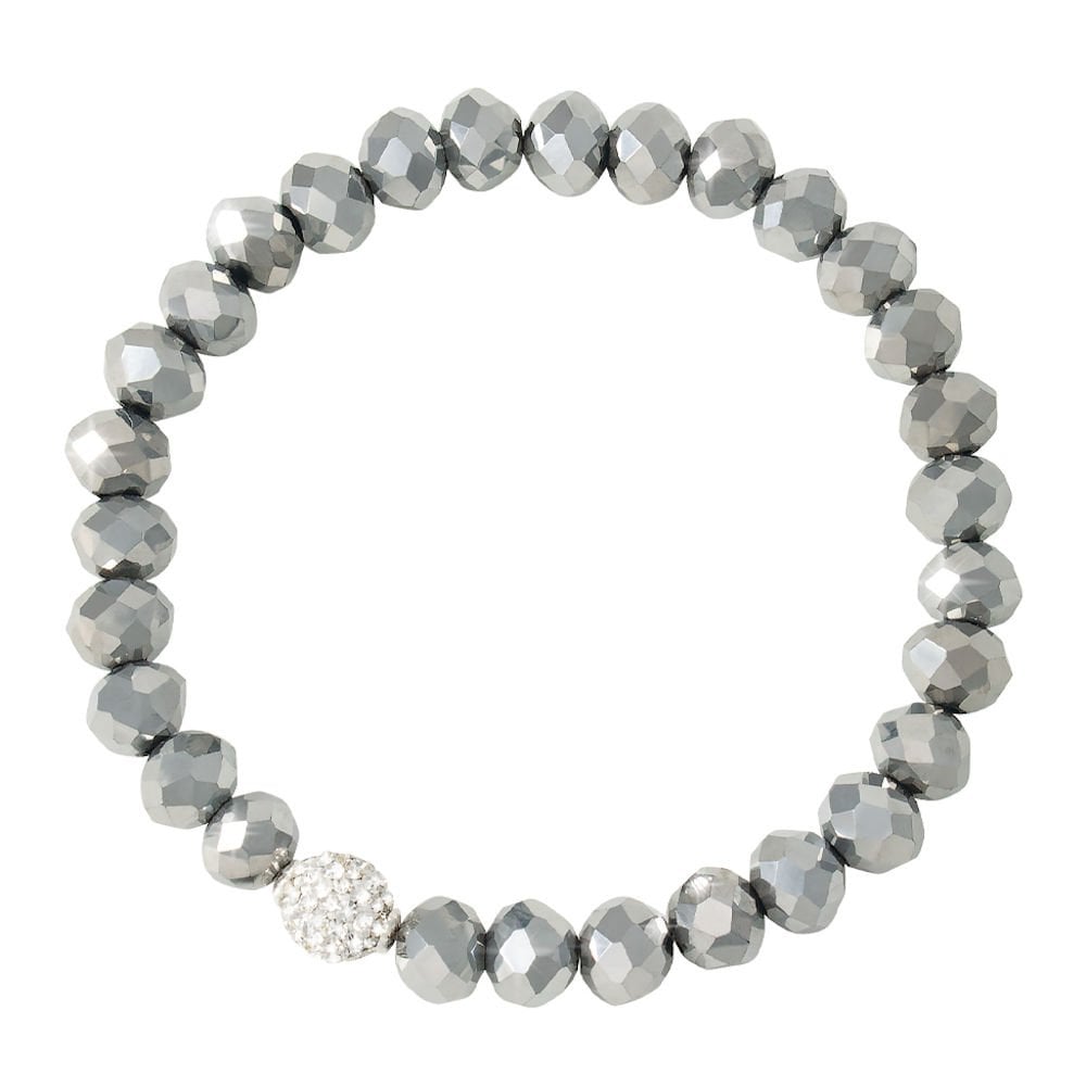 Majestic Platinum Crystal Stretch Beaded Bracelet