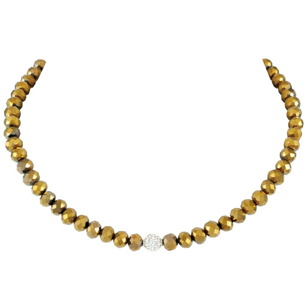 Majestic Gold Crystal Statement Beaded Necklace