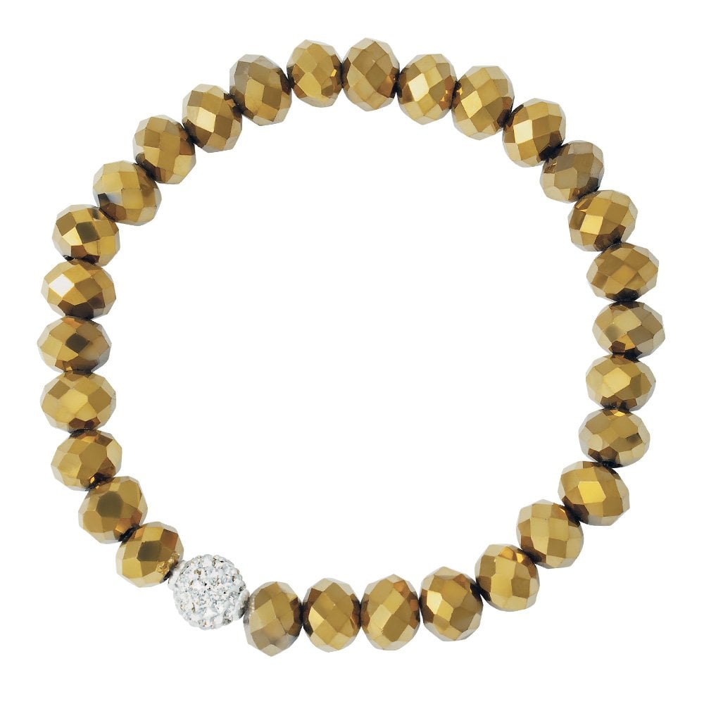 Majestic Gold Crystal Stretch Beaded Bracelet