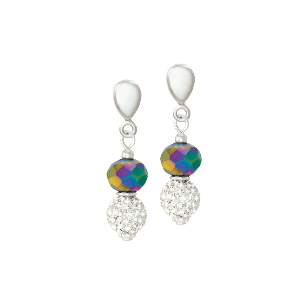 Majestic Rainbow Crystal Drop Clip On Earrings