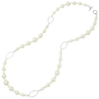 Triumphant White Shell Pearl and Crystal Long Pearl Statement Necklace