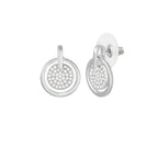Sublime Clear Crystal Silver Tone Disc Drop Pierced Earrings