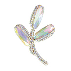 Floral Flame Aurora Borealis Crystal Gold Tone Flower Brooch