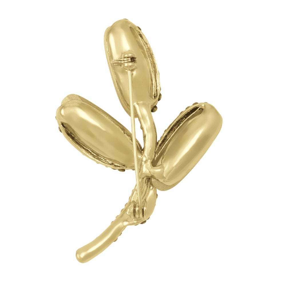 Floral Flame Aurora Borealis Crystal Gold Tone Flower Brooch