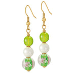 Chiara Green Murano Glass Gold Tone Drop Pierced Earrings