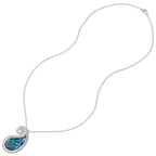 Paisley Paua Shell and Crystal Silver Tone Pendant