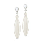 Monaco Oval Shell Pearl Silver Tone Drop Pierced Earrings