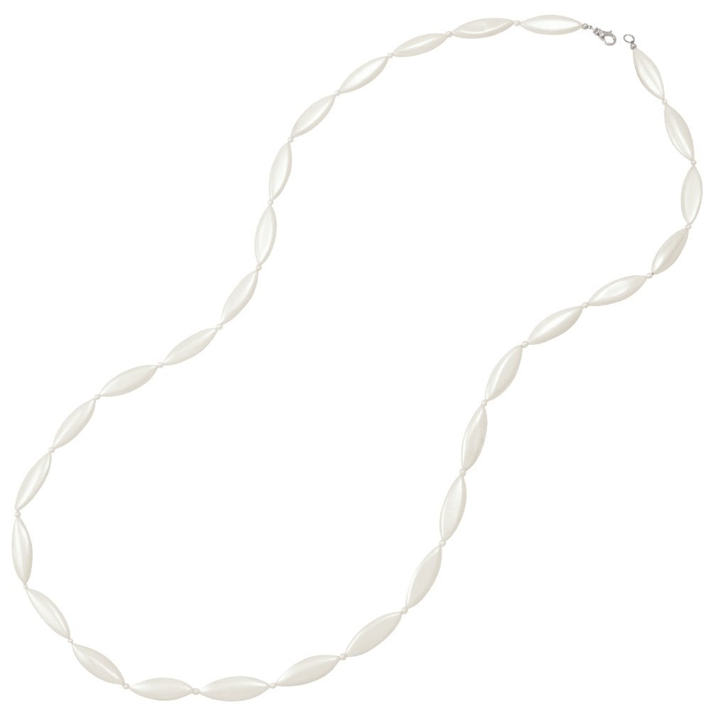 Monaco Oval White Shell Pearl Long Necklace