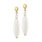 Monaco Oval Shell Pearl Gold Tone Drop Clip On Earrings