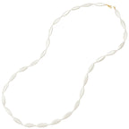Monaco Oval Shell Pearl Long Gold Tone Necklace