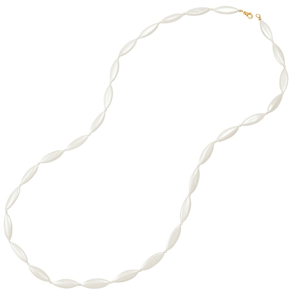Monaco Oval Shell Pearl Long Gold Tone Necklace