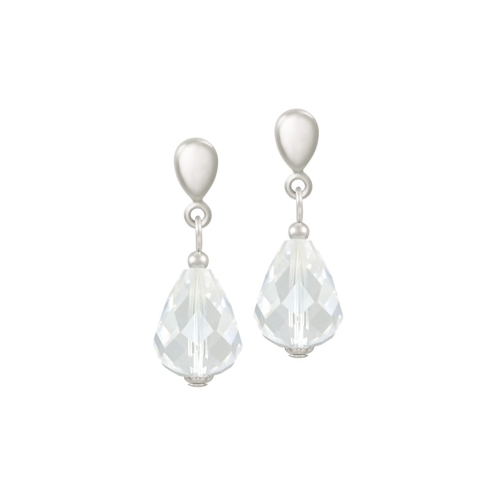 Sophistication Clear Crystal Silver Tone Drop Pierced Earrings