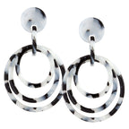 Marisa Grey Tortoiseshell Resin Hoop Pierced Earrings
