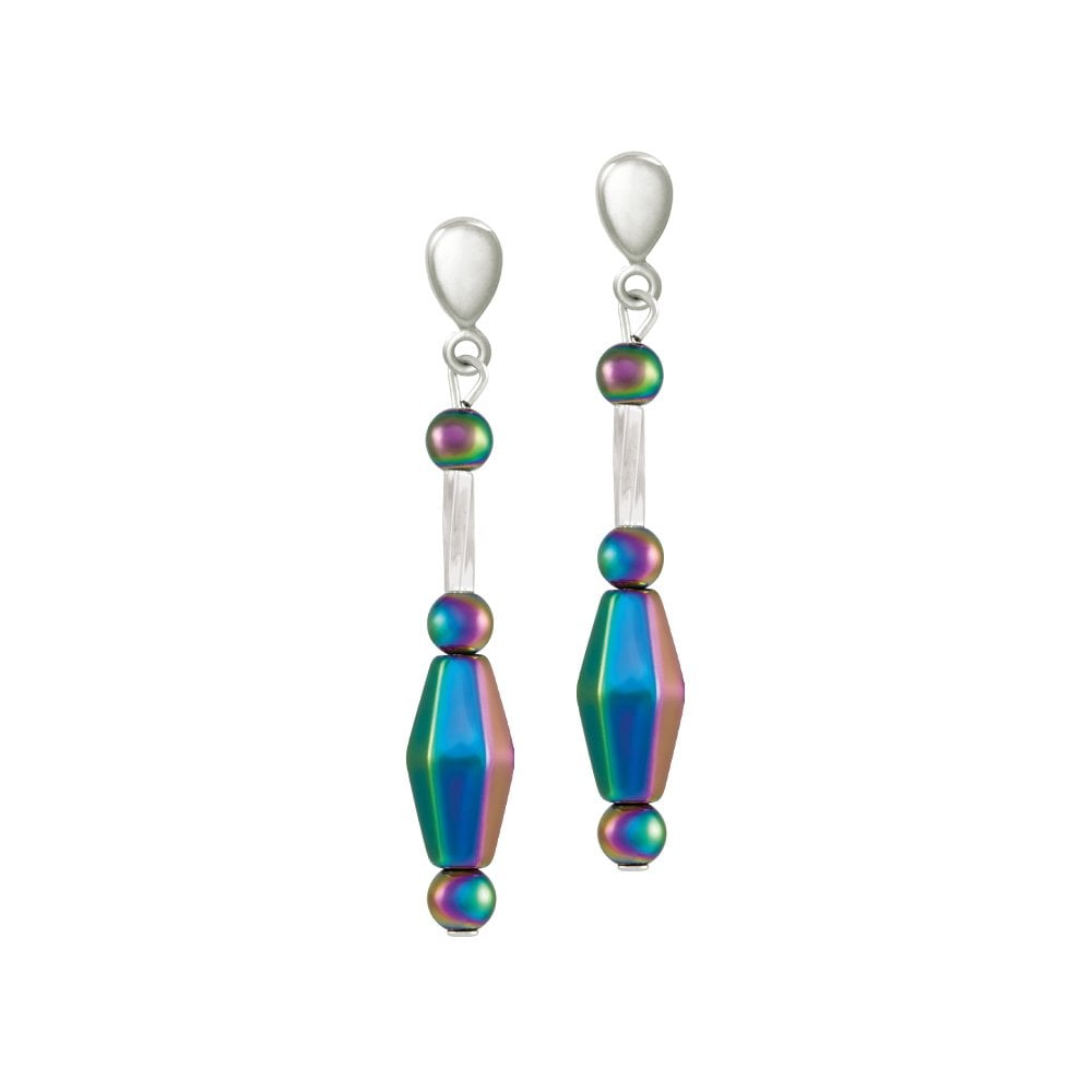 Spectrum Rainbow Hematite Drop Clip On Earrings