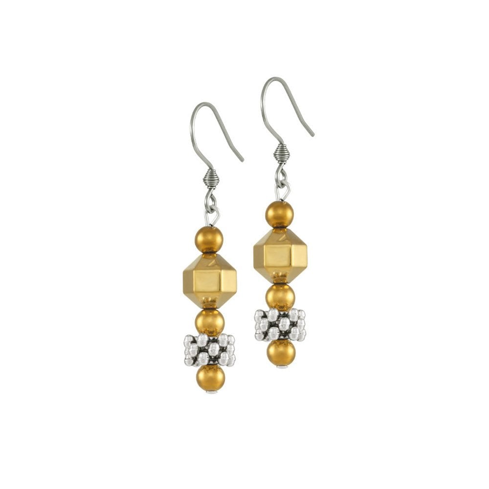 Apollo Silver and Gold Hematite Drop Pierced Earrings