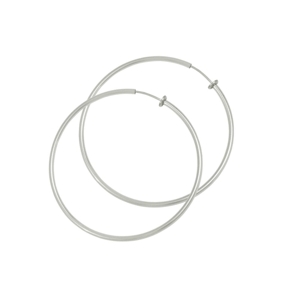 Hoopla 30mm Silver Tone Clip On Hoop Earrings