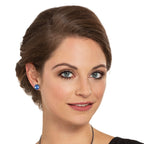 Treasure Sapphire Blue Crystal Silver Tone Stud Clip On Earrings