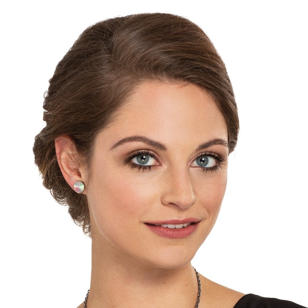 Treasure Aurora Borealis Crystal Gold Tone Stud Clip On Earrings