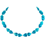Sophistication Turquoise Crystal Silver Tone Necklace