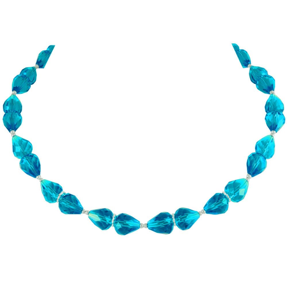 Sophistication Turquoise Crystal Silver Tone Necklace