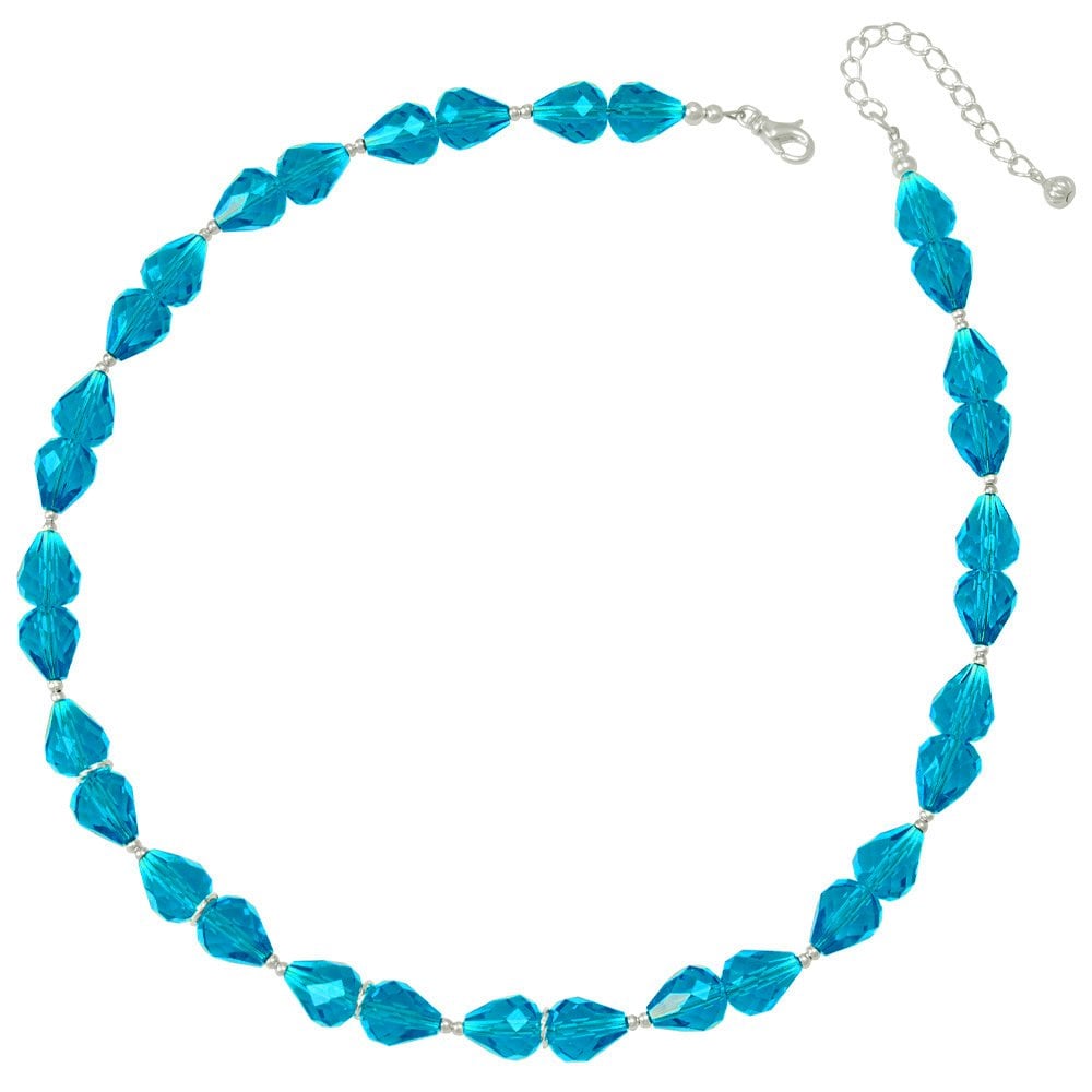 Sophistication Turquoise Crystal Silver Tone Necklace