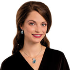 Paisley Paua Shell and Crystal Silver Tone Drop Clip On Earrings