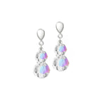 Echo Aurora Borealis Crystal Silver Tone Drop Screw Back Clip On Earrings