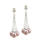 Japonica Teardrop Lavender FW Pearl Silver Tone Drop Screw Back Clip On Earrings