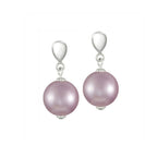 La Perla 12mm Lilac Shell Pearl Silver Tone Drop Screw Back Clip on Earrings