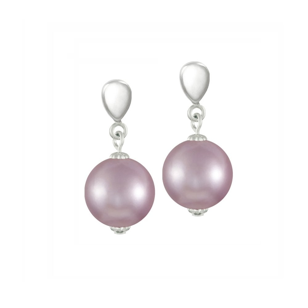 La Perla 12mm Lilac Shell Pearl Silver Tone Drop Screw Back Clip on Earrings