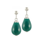 Fontana Teal Jade Silver Tone Drop Screw Back Clip On Earrings
