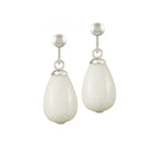 Fontana White Jade Silver Tone Drop Screw Back Clip On Earrings