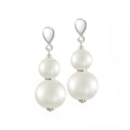 Purity White Shell Pearl Silver Tone Drop Screw Back Clip On Earrings