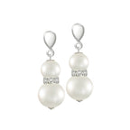 Sierra White Shell Pearl & Crystal Silver Tone Drop Screw Back Clip On Earrings